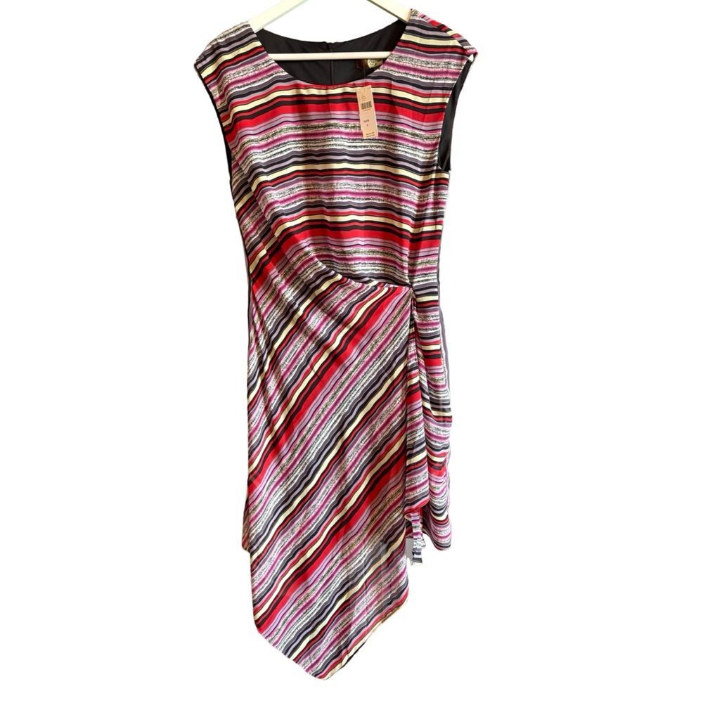 Eva Franco NWT Anthropologie Asymmetric Striped Ruched Sheath Dress Sz 6